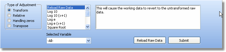 panel below working grid